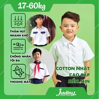 Áo sơ mi trắng đồng phục học sinh nam cấp 1, cấp 2, cấp 3,thầm hút mồ hôi tốt, phom dáng đẹp Jadiny