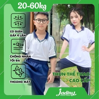Áo thể dục học sinh thun thể thao cao cấp lá cổ xanh TDP030 Jadiny