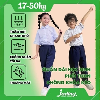 Quần dài học sinh lưng thun hông thoải mái cho bé đi học, vận động ở trường, thoáng mát Jadiny