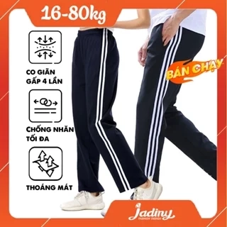 Quần thể dục vải dày dặn, vải tốt màu xanh đen, màu đen Jadiny hai sọc, ba sọc trắng nam nữ Jadiny TDP023 TDP025 TDP034