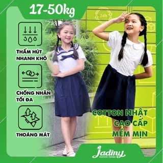 Váy đầm học sinh nữ cổ sen xếp li ngực - cổ hải quân Jadiny