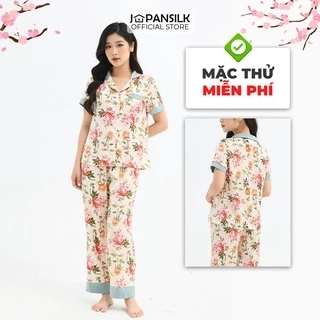 Đồ Mặc Nhà Lụa Satin Nhật Cộc Tay JAPAN SILK Họa Tiết Hoa Hồng Sang Trọng