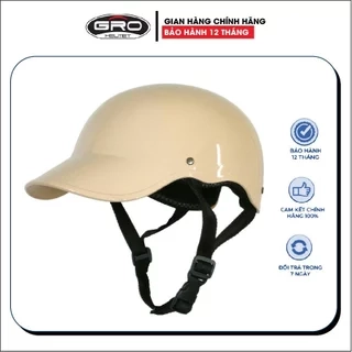 Mũ bảo hiểm lưỡi trai T68 nữ có khoét 1/2 đầu GRO dáng lưỡi trai không kính cho nữ phù hợp vòng đầu 55 đến 58cm