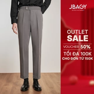 Quần Tây Sidetab Cạp cao Xám khói, Nâu vải Tuypsi cao cấp thương hiệu JBAGY JA0302