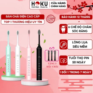 Bàn chải điện đa năng JIASHI DELADEP, máy đánh răng Sonic X-3 sóng âm tặng kèm 4 đầu thay thế BCD01