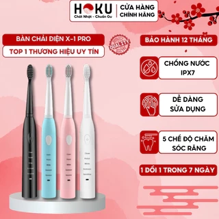 Bàn chải điện HOKU X1 Pro, 5 chế độ đánh răng tự động, tặng kèm 4 đầu bàn chải chống nước IP7-BCD04