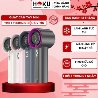 Quạt Cầm Tay Mini Làm Mát Nhanh HOKU 100 Mức Gió Hiển Thị Kỹ Thuật Số Pin 4000mAh Sử Dụng Lên Đến 12H QCT07