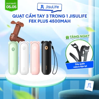 Quạt Cầm Tay 3 in 1 JISULIFE F8X Plus 4500mAh Tích Hợp Sạc Dự Phòng - Đèn Pin Siêu Sáng Bảo Hành 12 tháng