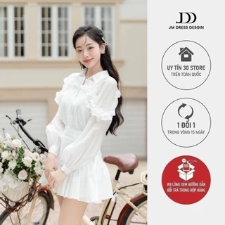 Áo sơ mi cuộn bèo cách điệu 2S17.2406OG, áo sơ mi tơ mềm mại phối bèo phong cách quý cô thanh lịch thiết kế bởi JM
