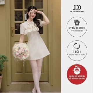 Đầm A tay ngắn cổ tròn, xếp ly ngực dáng tiểu thư thiết kế bởi JM Dress Design 1S34.2404OG