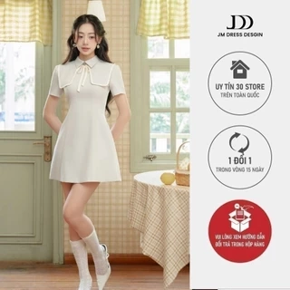 Đầm cổ đức bung vạt đính nơ cổ 1S91.2408K, váy dầm công sở kiểu dáng thanh lịch nữ tính thiết kế bởi JM Dress Design