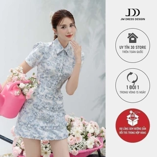 Đầm cổ đức chân A nhún bèo 1R13.2405RC, váy đầm cổ đức dáng chữ a kiểu dáng thanh lịch nữ tính kiết kế bởi JM Dress
