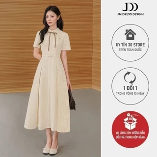 Đầm cổ đức xếp ly chụm dài 1S26.2503K, đầm dài váy sơ mi dáng dài thanh lịch công sở thiết kế bởi JM Dress Design