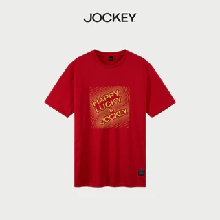 Áo thun đỏ T-shirt Jockey cotton Happy Lucky - J4101