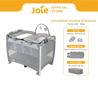 Giường cho bé Joie Excursion Change & Bounce | Cũi cho bé gấp gọn tích hợp đèn ngủ, nhạc kèm nôi cho bé