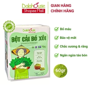 Bột cải bó xôi hữu cơ Dalahouse 60gr nguyên chất sấy lạnh, đạt tiêu chuẩn Châu Âu
