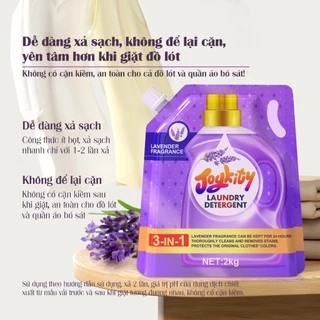 Nước Giặt Joykity Hương Lavender túi 2L Dịu Nhẹ An Toàn Cho Da / Hỗ Trợ Làm Sạch Vết Bẩn