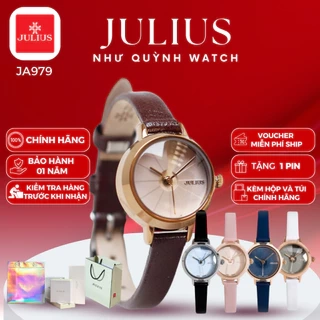 Đồng Hồ Nữ JA-979 Julius Hàn Quốc Mặt size 2,3cm Dây Da 5 màu (Hồng, Nâu, Xanh, Đen, Trắng)