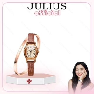 Đồng hồ nữ dây da nâu Julius JA-544, vòng tay & dây da đồng hồ| Julius Official