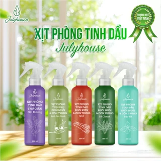 Bình xịt phòng JULYHOUSE 280ml tinh dầu Sả Chanh, Bạc Hà, Bạch đàn chanh, Quế, Oải hương thơm phòng khử mùi hiệu quả
