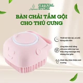 Bàn chải tắm cho chó mèo Julyhouse tạo bọt massage và có chỗ đựng sữa tắm (màu ngẫu nhiên)