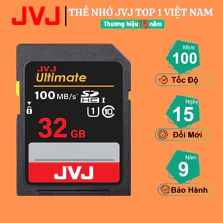 Thẻ Nhớ SD 32GB JVJ Ultimate Class 10 -Chuyên Dụng Cho Máy Ảnh, Máy Tính -Tốc Độ Lên Đến 100Mb/s -Bảo Hành 9 Năm 1 Đổi 1