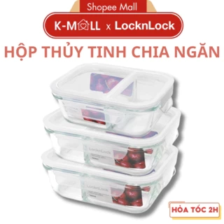 Hộp thực phẩm thủy tinh LocknLock BLANC chia ngăn, nhiều dung tích LLG màu trắng - K-MALL