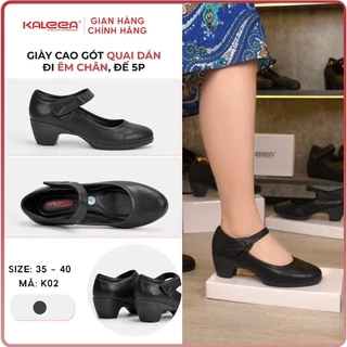 Kaleea - Giày Cao Gót Nữ Đi Siêu Êm Đế Vuông Quai Dán Đế Cao 5p - K02