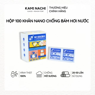 Hộp 100 miếng khăn lau nano hàng loại 1 KAMI NACHI dùng 1 lần - Chống bám hơi nước, chống mờ sương cho kính