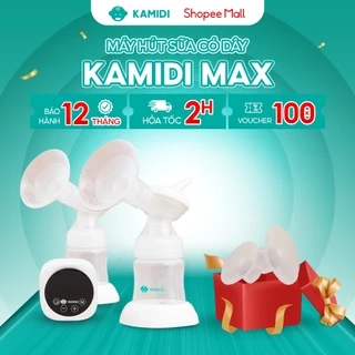 Máy Hút Sữa Có Dây Kamidi Max Máy Hút Sữa Điện Đôi Phễu Hút Silicon Mềm Mại Kèm Bình Sữa Có Núm Ti Cho Bé