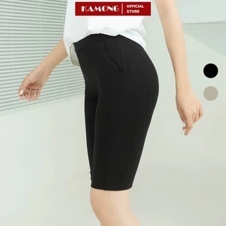 Quần legging đùi nữ cạp cao KAMONG Nâng Mông Cao Cấp có túi vải cotton dẻo co dãn tốt dáng ngắn LG004