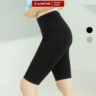 Quần legging nữ ngố KAMONG Nâng Mông Cao Cấp cạp cao có túi vải cotton dẻo co dãn tốt dáng ngắn LG005