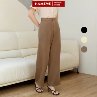 Quần ống rộng 1 nút KAMONG dáng quần tây suông culottes công sở Q015