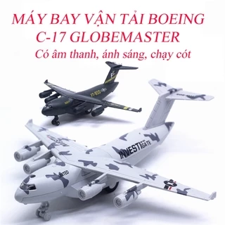 Đồ chơi mô hình máy bay vận tải Boeing C-17 KAVY chất liệu hợp kim, có nhạc và đèn, chạy cót