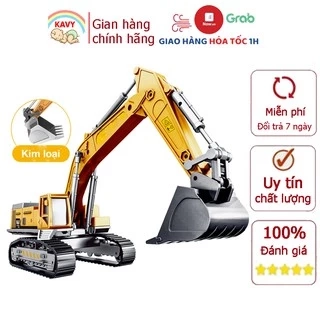 Đồ chơi mô hình xe xúc KAVY hợp kim sắt và nhựa an toàn, các khớp chuyển động, chi tiết sắc sảo