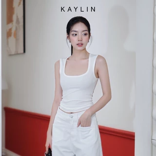 Áo thun KAYLIN ba lỗ cổ vuông chất liệu thun gân co giản phong cách năng động trẻ trung - N2443