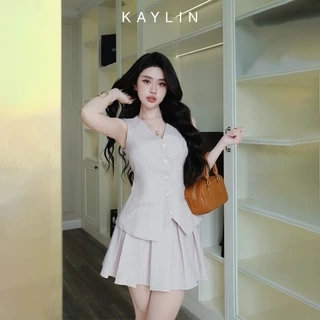 Set KAYLIN áo Gile phối váy xếp ly chất vải cotton tuýt si phong cách trẻ trung thanh lịch - N2414
