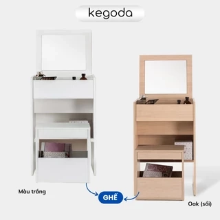 Bàn Trang Điểm Có Gương Gấp Gọn, Bàn Phấn Gỗ Kèm Ghế Nhỏ Gọn Thông Minh Dáng Simple KEGODA KGD08