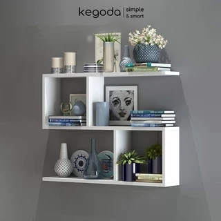 Kệ Sách Gỗ Trang Trí Treo Tường 3 Tầng KEGODA Dài 60cm, Không Cần Khoan, Tặng Kèm Phụ Kiện KT60