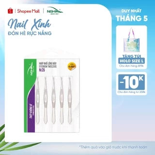 Vỉ 5 Cây Nhíp Nhổ Lông Mày, Lông Mũi, Lông Nách, Tóc Bạc Inox KỀM NGHĨA N.C5 - Đầu Xéo