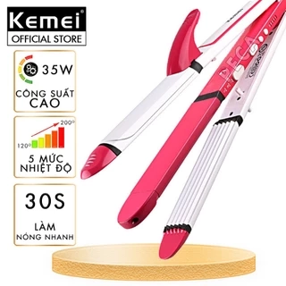 Máy làm tóc đa năng 3in1 duỗi uốn bấm KEMEI KM-3304 tạo kiểu tóc dễ dàng như là tóc ép tóc dập xù - Phân phối chính hãng
