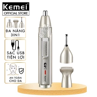 Máy tỉa lông mũi đa năng 3in1 Kemei KM-315 dùng sạc USB chuyên dụng tỉa lông mũi, tỉa râu, cạo lông - Hàng chính hãng