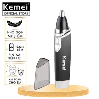 Máy tỉa lông mũi dùng pin cao cấp Kemei KM-6512 tỉa sát không đau nhỏ gọn tiện lợi + tặng kèm 1 pin AA