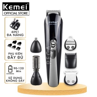 Tông đơ tạo kiểu tóc đa chức năng 6 in 1 chính hãng Kemei KM-600 có thể cạo râu tỉa mũi tỉa mày...
