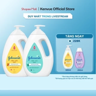 Bộ 2 chai Sữa tắm Johnson's Baby chứa sữa gạo & yến mạch 1000ml