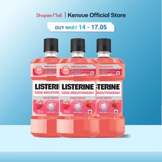Bộ 3 chai Nước Súc Miệng Listerine Kids Mouthwash with berry shield Dành Riêng Cho Trẻ Trên 6 Tuổi 250ml/chaidi