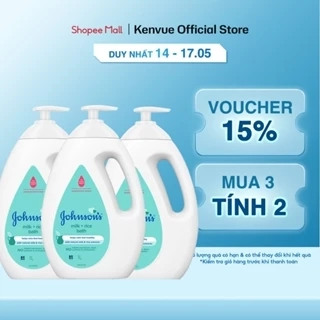 Combo 3 Sữa tắm Johnson's Baby Chứa Sữa & Gạo/Sữa Gạo & Yến Mạch/Sữa & Yến Mạch 1000ml/chai