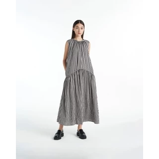 Đầm CALIXTA phom suông cổ tròn nhún bèo KHÂU BY CQ