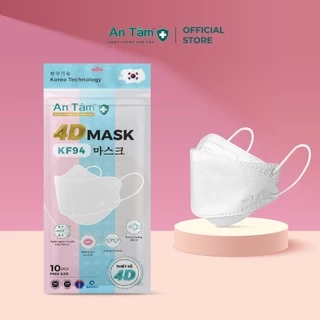 Khẩu trang 4D FK94 Hàn Quốc 4 lớp thông thoáng, Vải Không Dệt & Giấy Kháng Khuẩn - Chính hãng AN TÂM - Túi 10 cái