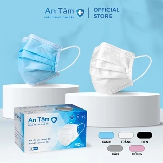 Khẩu trang y tế 4 lớp Vải Không Dệt cao cấp Chính Hãng AN TÂM Hộp 50 cái